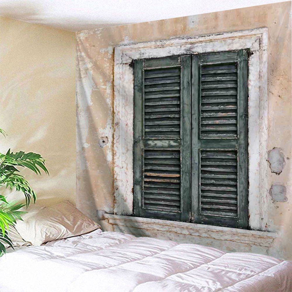 [46 OFF] Vintage Window Print Tapestry Wall Hanging Art Decoration