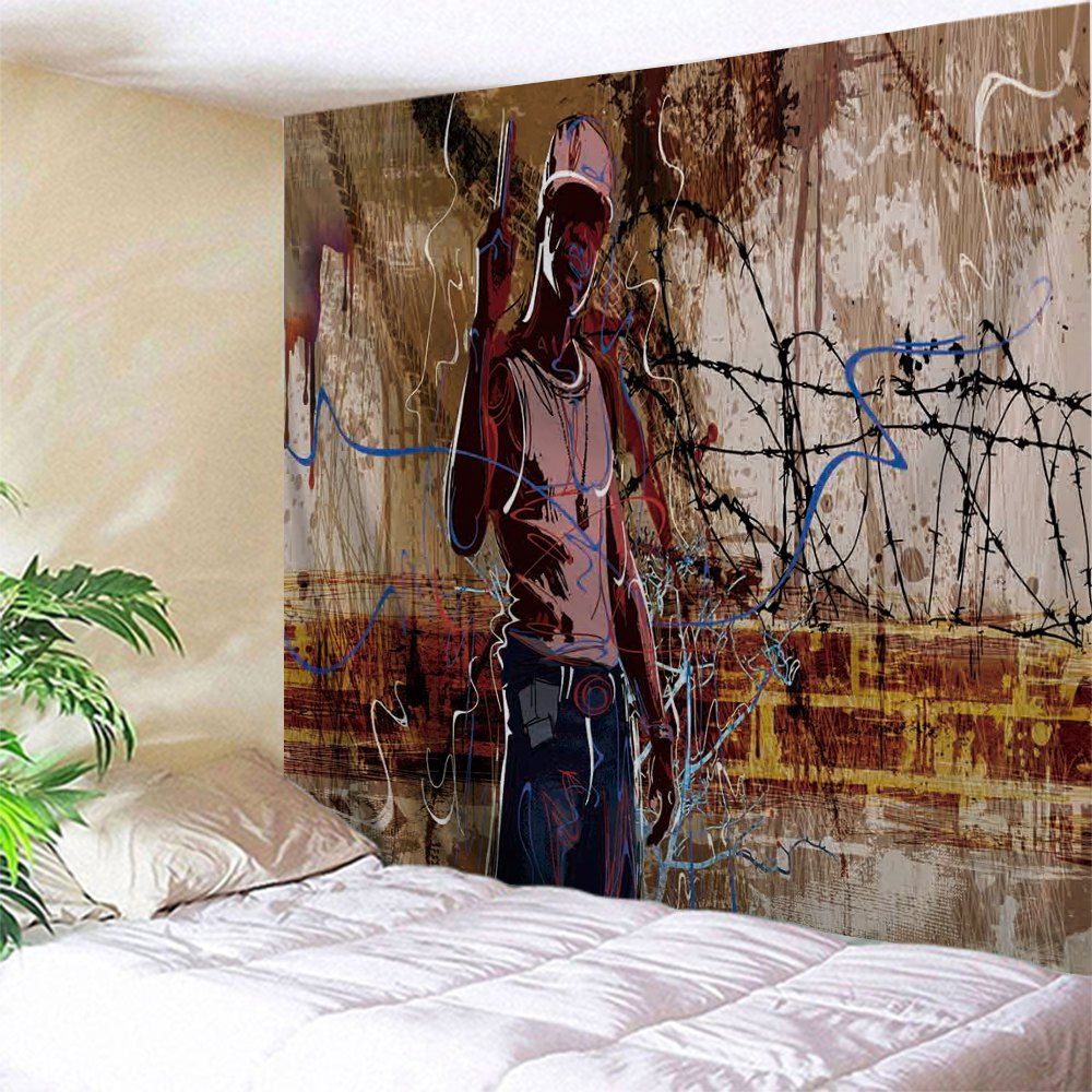 [49% OFF] Cool Man Graffiti Print Tapestry Wall Hanging Art Decoration