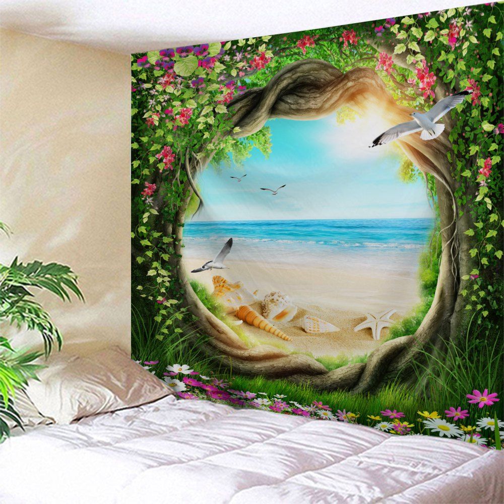 

Fairy Tree Beach Scenery Wall Decoration Tapestry, Colormix