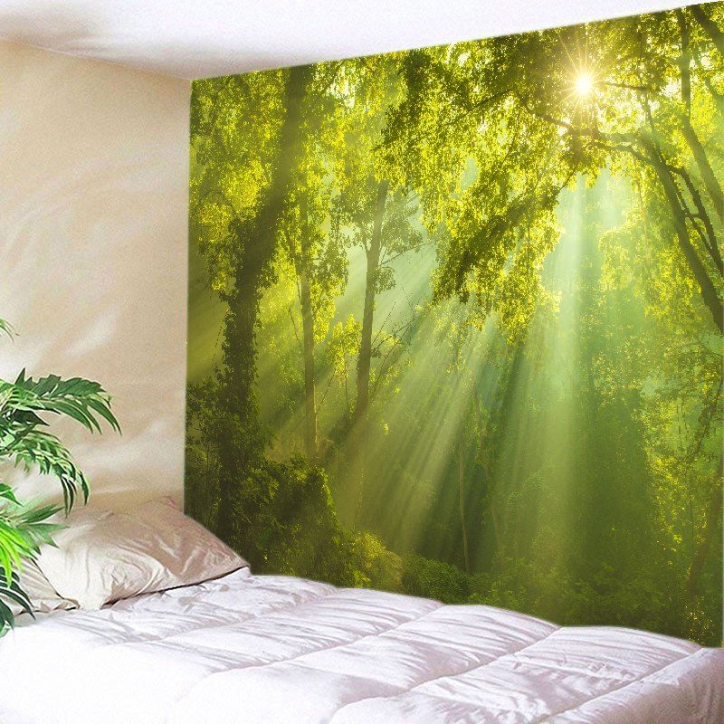 

Sunlight Forest Print Tapestry Wall Hanging Decoration, Green
