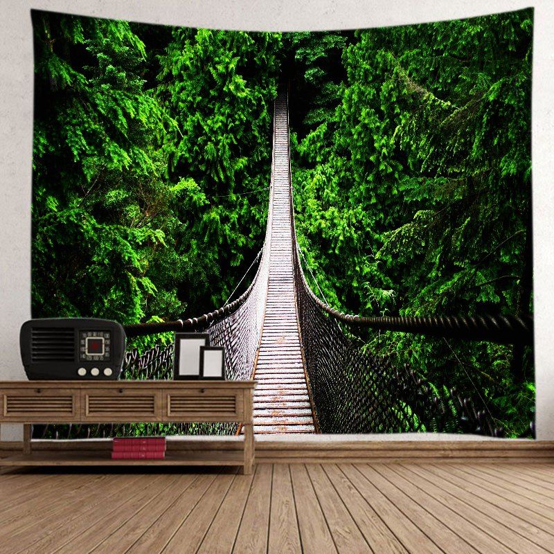 

Forest Hanging Bridge Print Tapestry Wall Hanging Art Decoration, Green