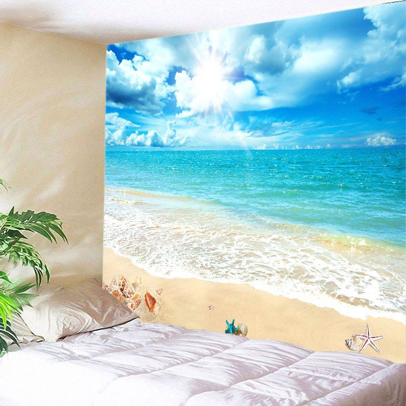 

Sunshine Beach View Print Tapestry Wall Hanging Art Decoration, Lake blue