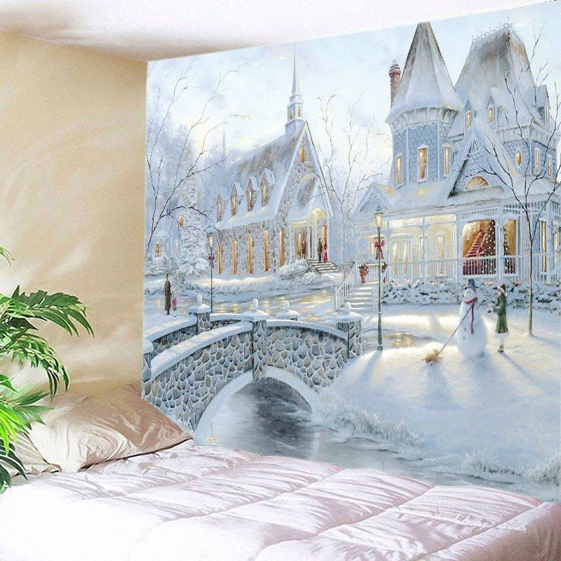 

Snow House Print Tapestry Wall Hanging Art Decoration, White