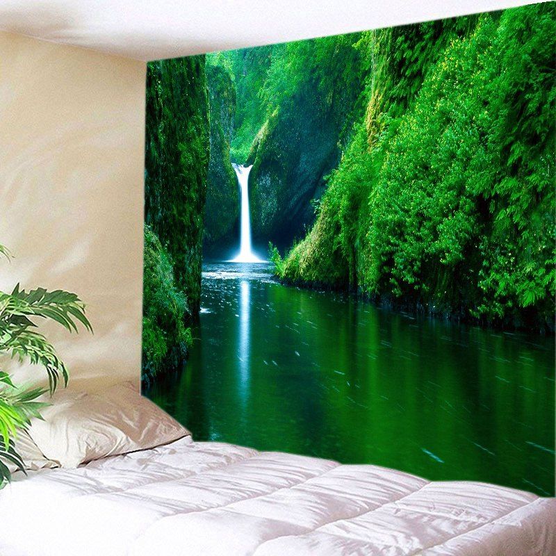 

Mountain Streams Falls Print Tapestry Wall Hanging Art Decoration, Green