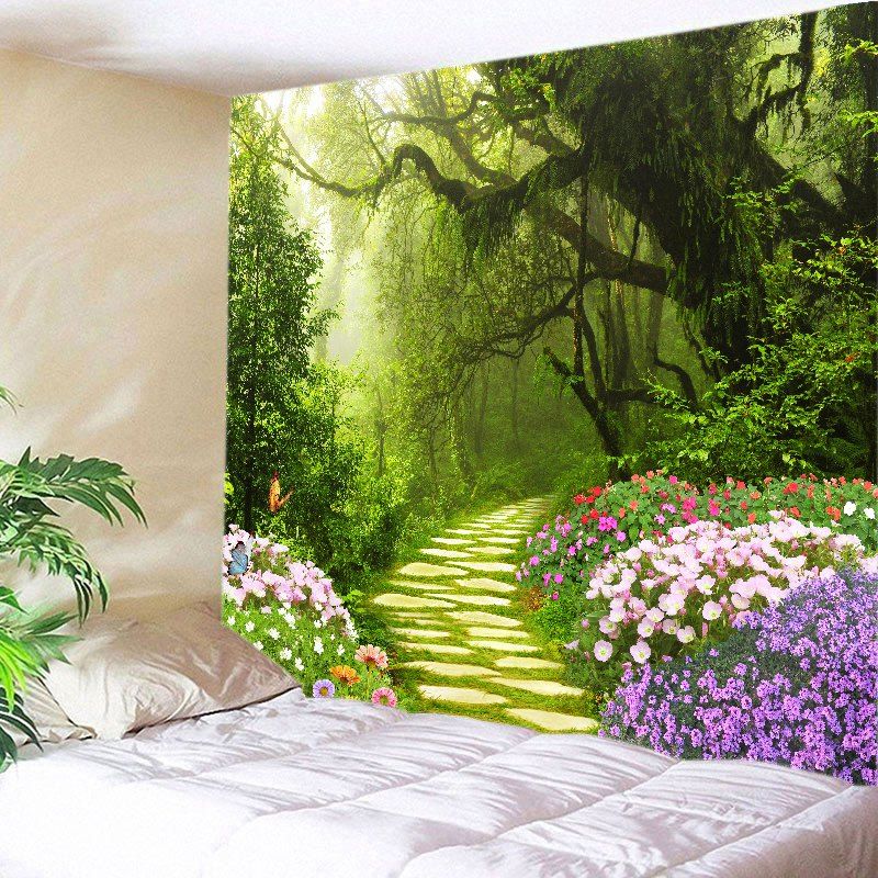 

Floral Forest Path Print Tapestry Wall Hanging Art Decoration, Green