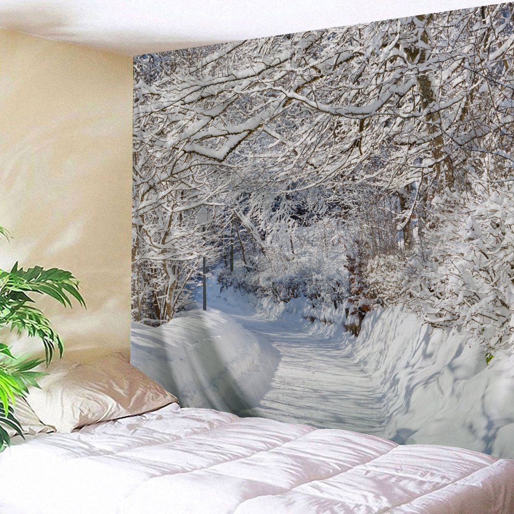 

Wall Decoration Snow Forest Print Tapestry, Grey white