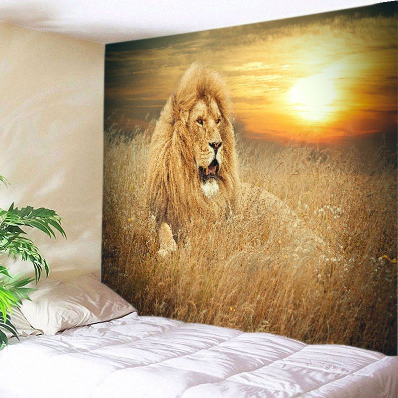 

Hanging Prairie Lion Printed Wall Decor Tapestry, Deep yellow