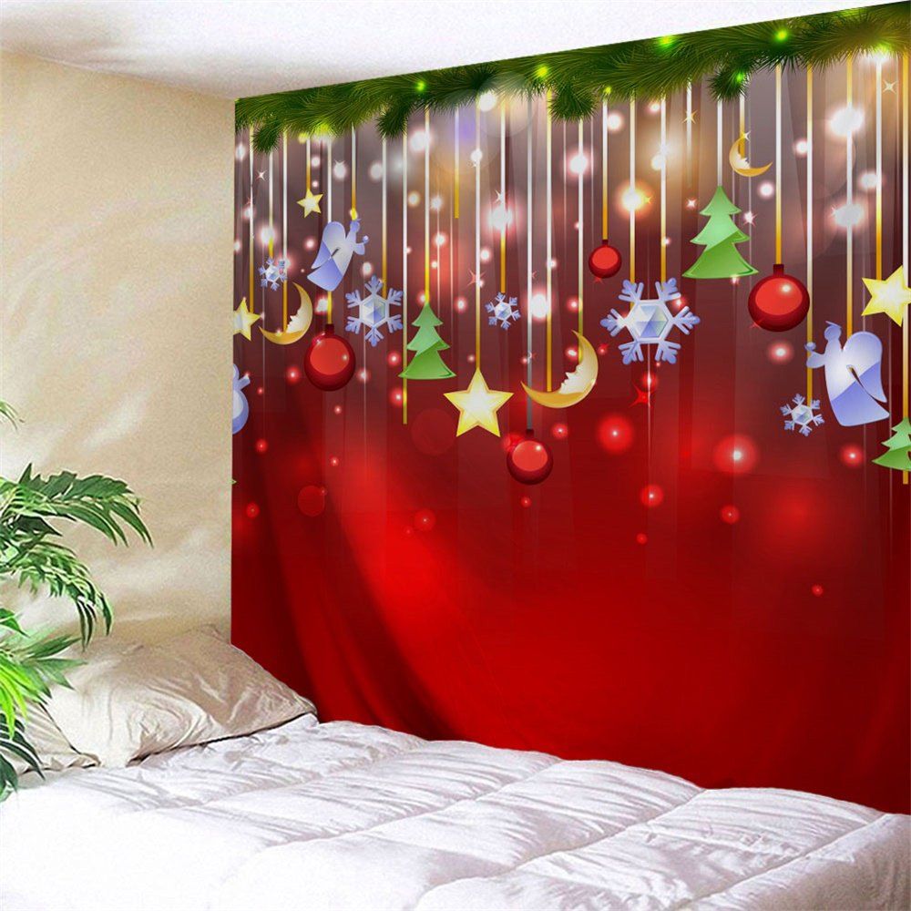 

Christmas Star Moon Tree Wall Tapestry, Red
