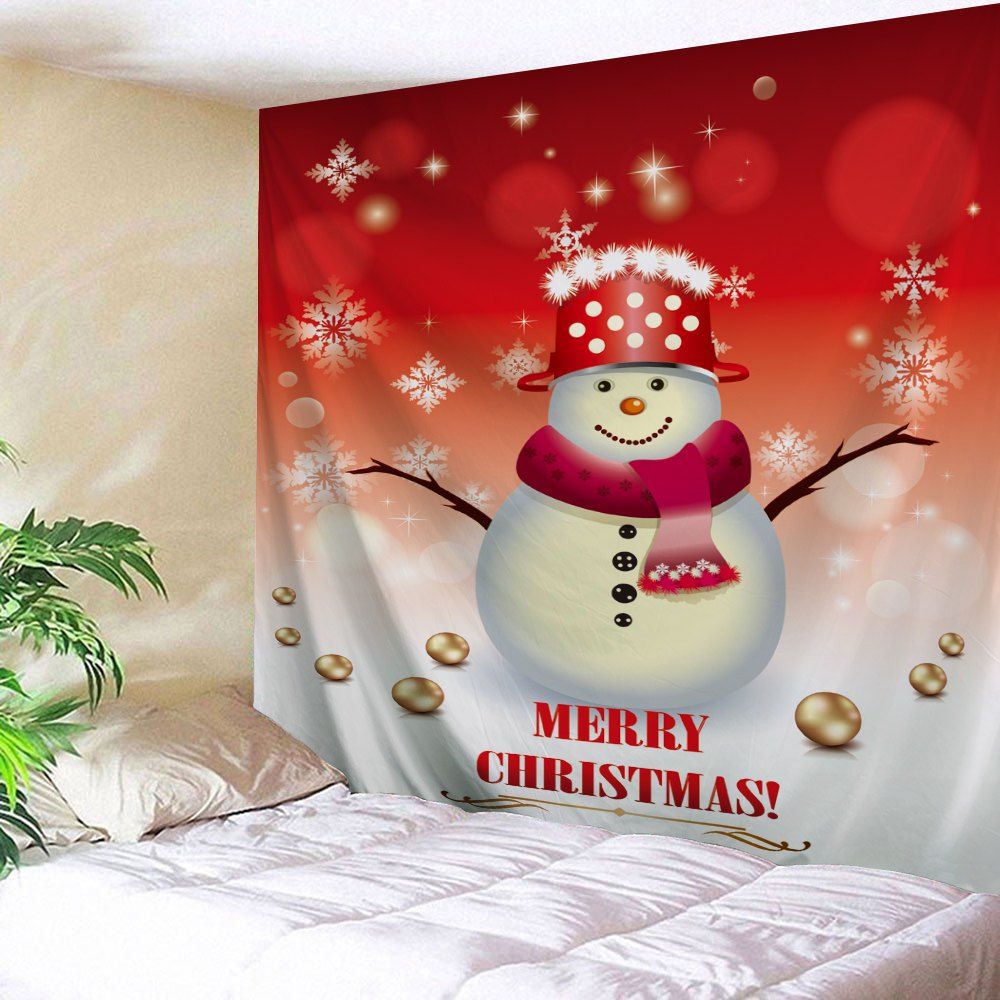

Wall Art Christmas Snowman Printed Tapestry, Red and white