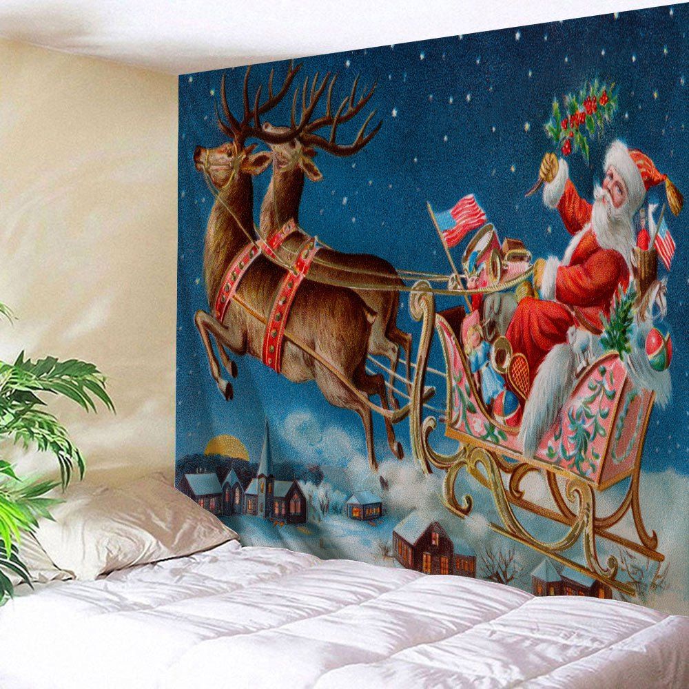 

Santa Sleigh Printed Christmas Wall Tapestry, Blue