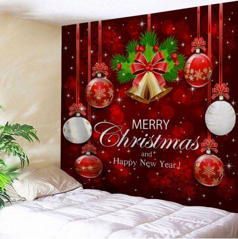 [61% OFF] Wall Decor Merry Christmas Bell Ball Tapestry | Rosegal