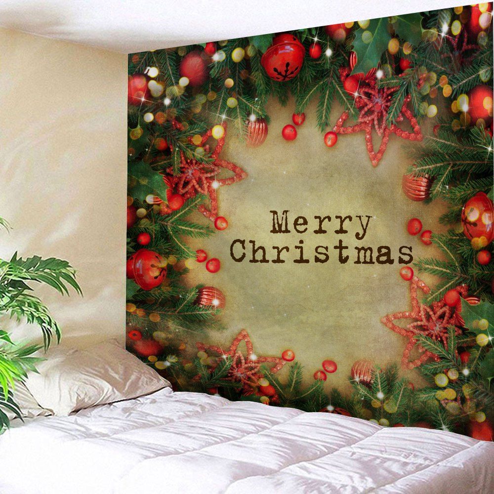 

Merry Christmas Bell Print Tapestry Wall Hanging Art Decoration, Colormix