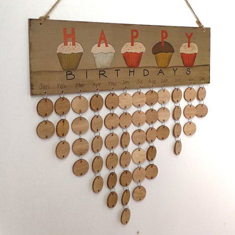 Calendrier de Rappel des Anniversaires pour Famille et Amis en Bois Calendrier de Rappel des Anniversaires pour Famille et Amis en Bois