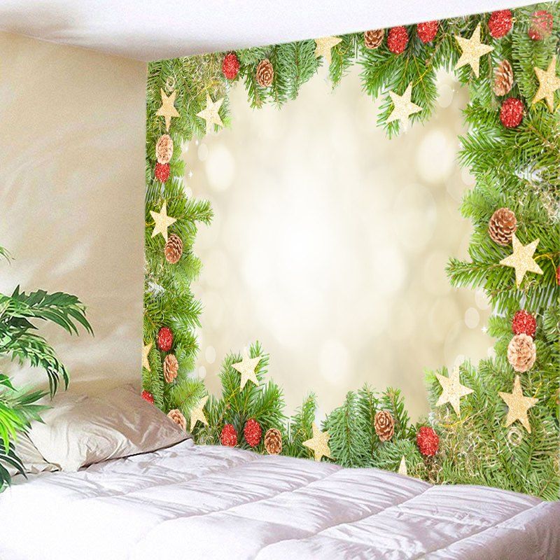 

Christmas Tree Stars Print Tapestry Wall Hanging Art Decoration, Green