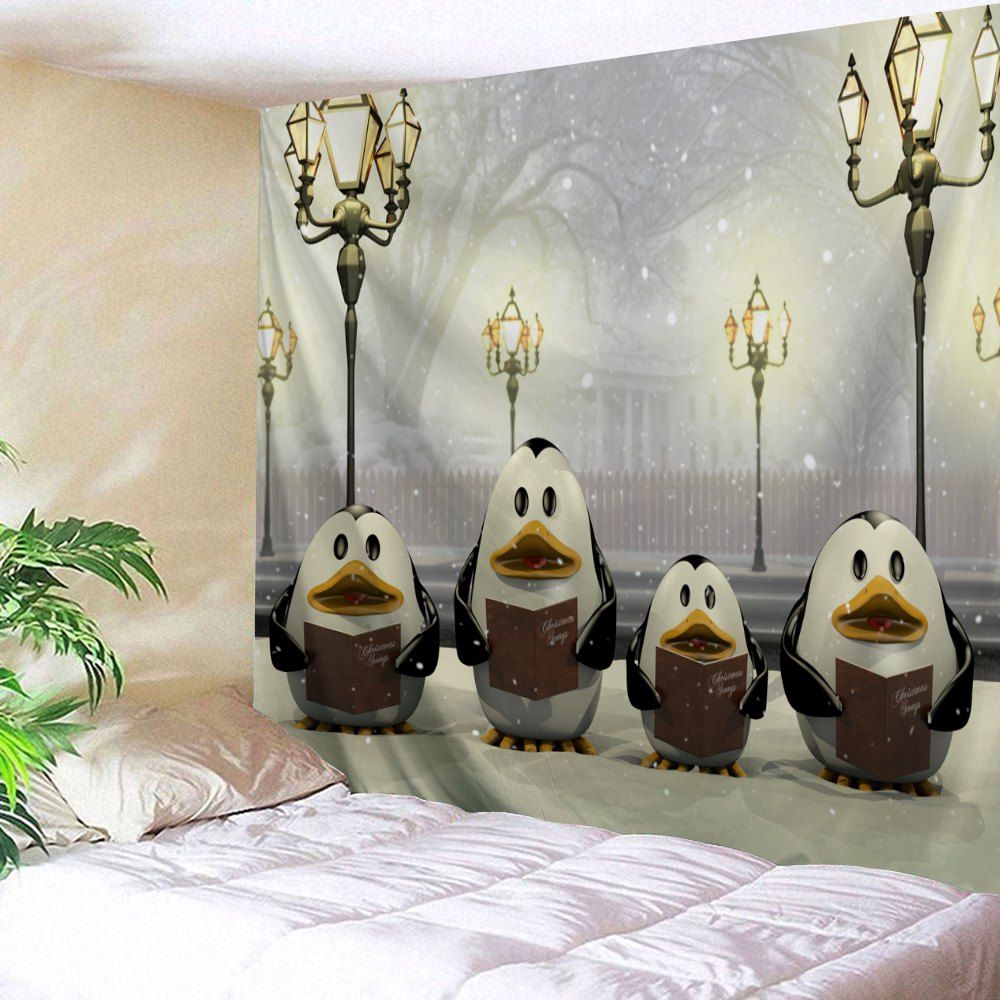

Christmas Penguins Street Lamp Wall Tapestry, Colormix