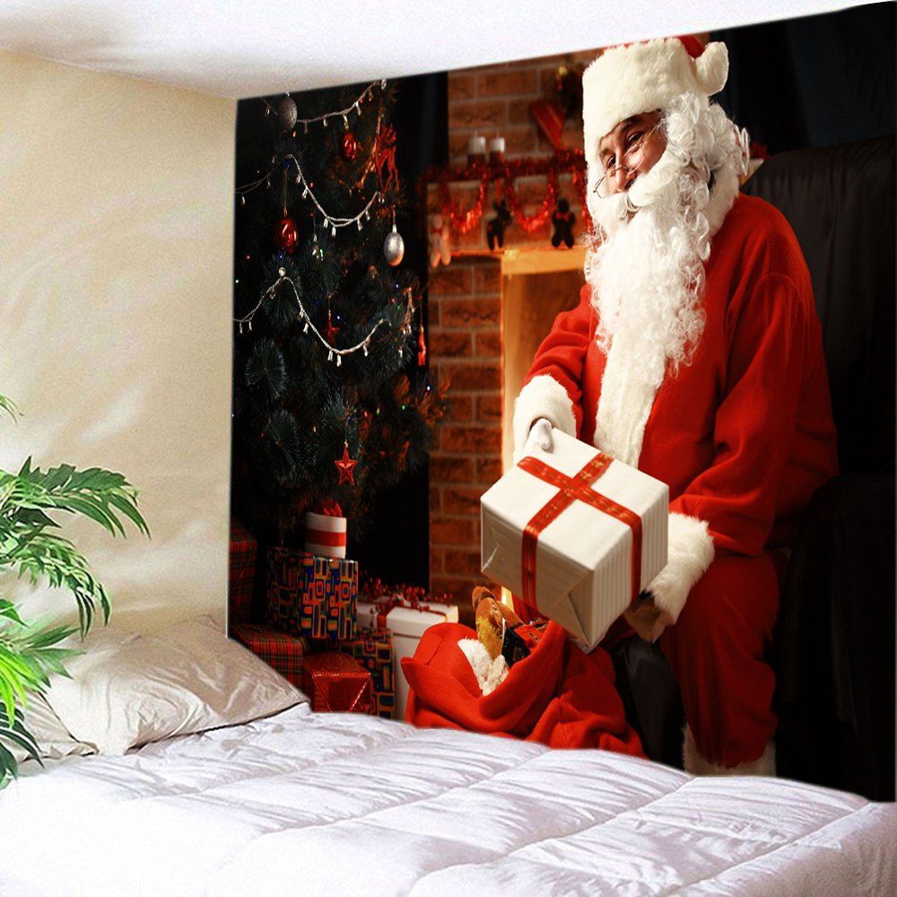 

Christmas Santa Presents Print Tapestry Wall Hanging Art Decoration, Red