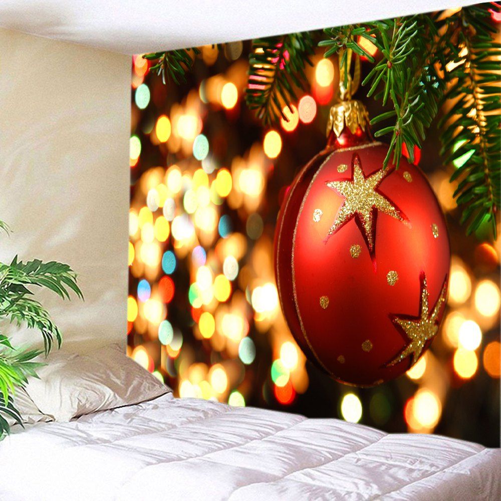 

Christmas Bauble Lights Print Tapestry Wall Hanging Art Decoration, Red