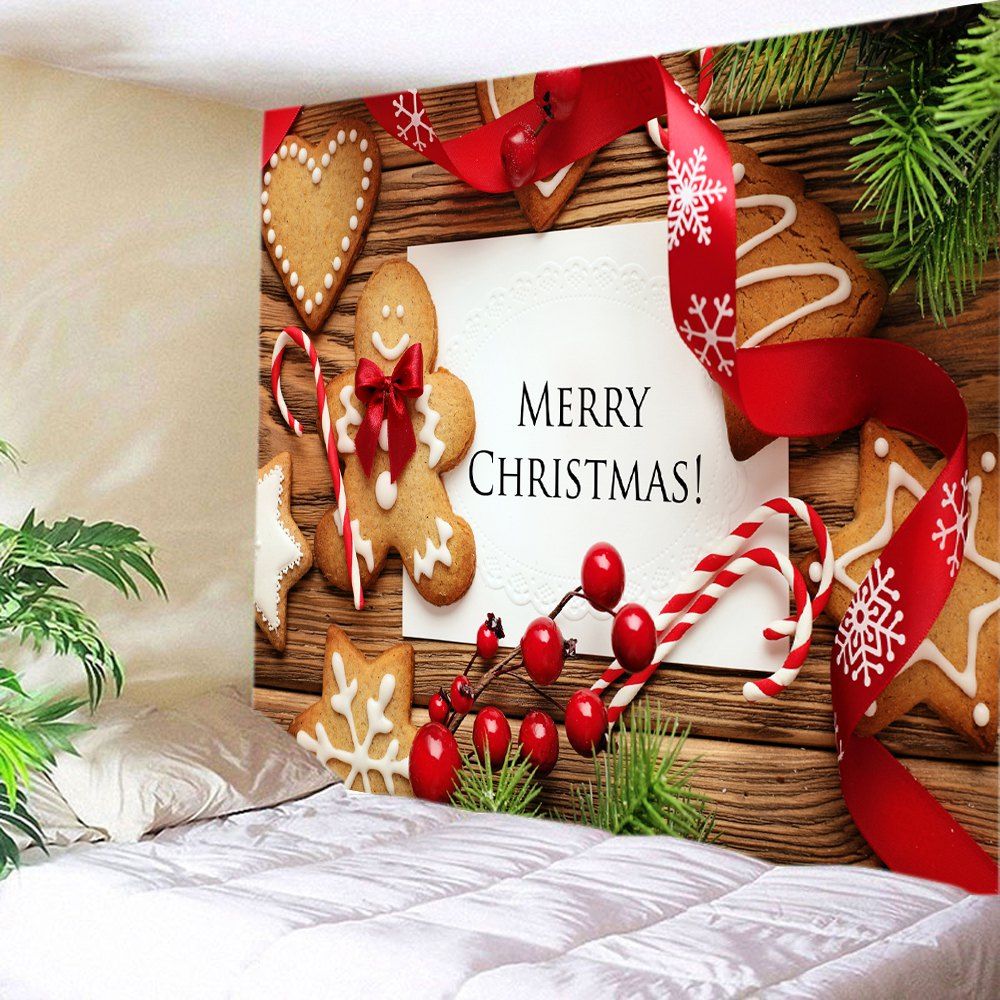 

Merry Christmas Cookies Print Tapestry Wall Hanging Art Decoration, Colormix