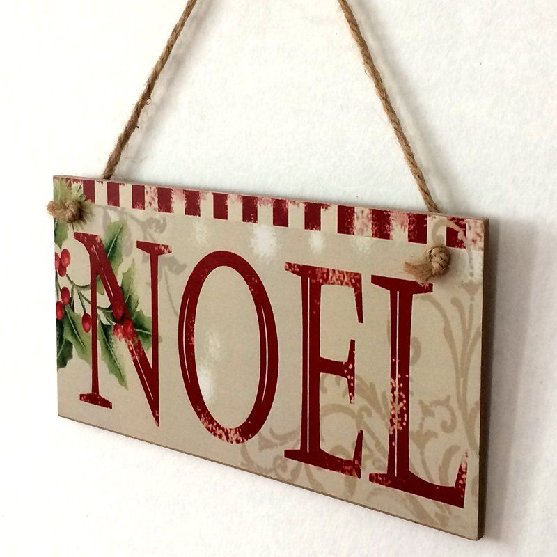 

Christmas Noel Pattern Door Decor Wooden Hanging Sign, Colormix