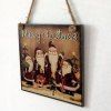 Christmas Santa Pattern Door Decor Wooden Hanging Sign -  