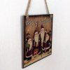 Christmas Santa Pattern Door Decor Wooden Hanging Sign -  
