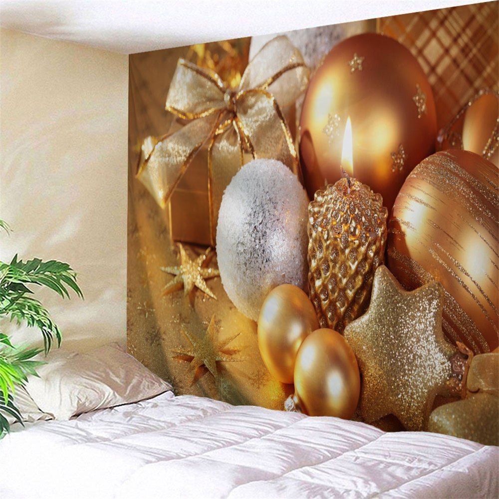 

Wall Decor Christmas Candle Ornaments Tapestry, Golden