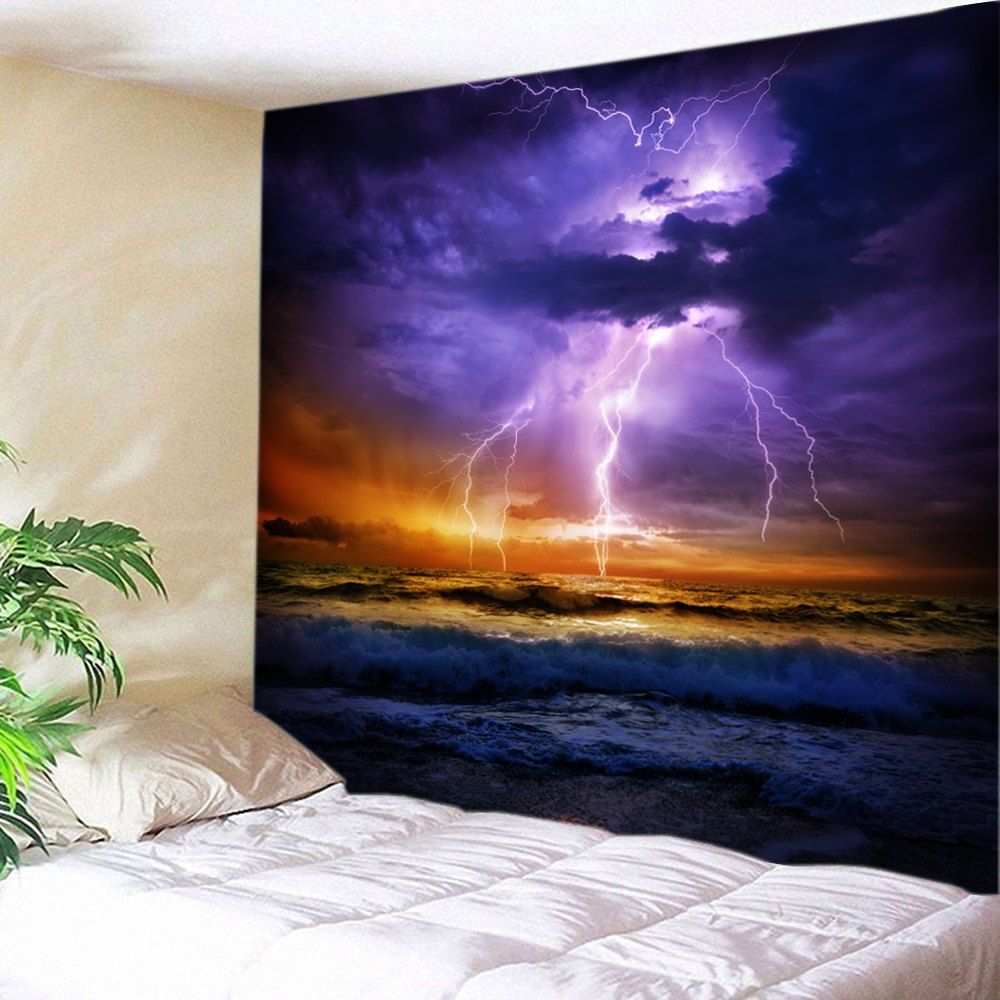 

Lightning Ocean Print Tapestry Wall Hanging Art Decoration, Purple