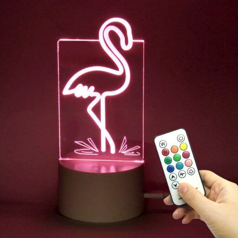 Discount Color Changing Flamingo Shape Remote Control Night Light  