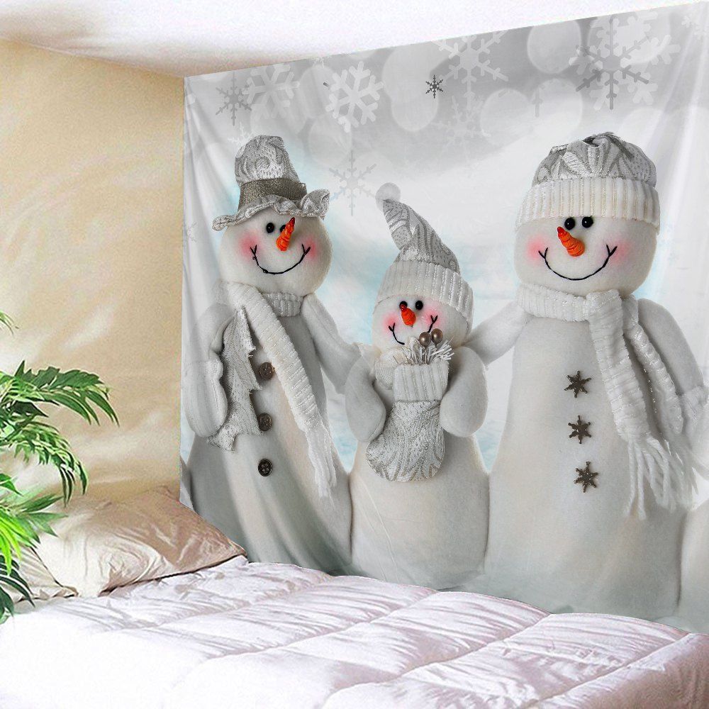 

Christmas Snowmen Family Print Tapestry Wall Hanging Art Decoration, Grey white