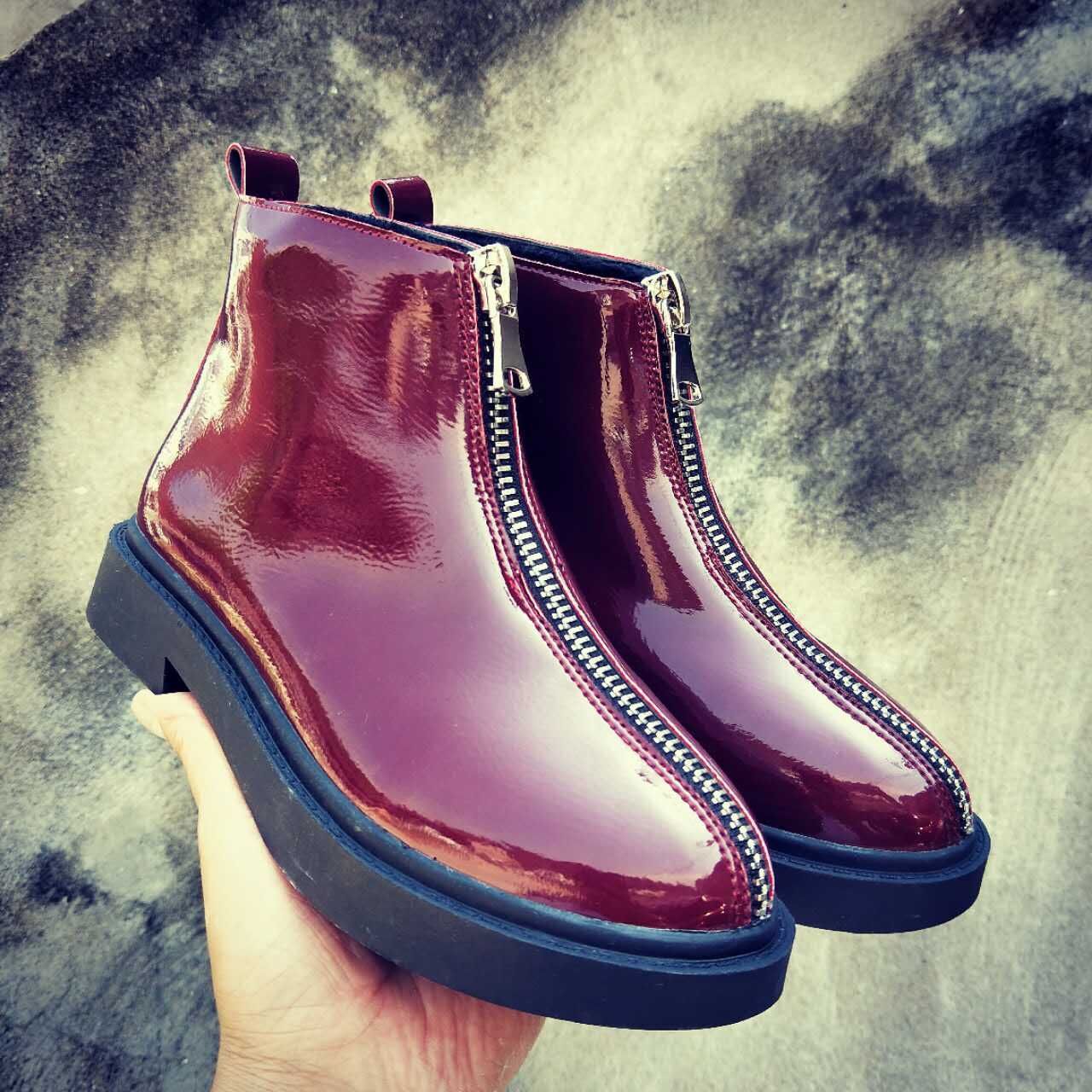 patent zip ankle boots