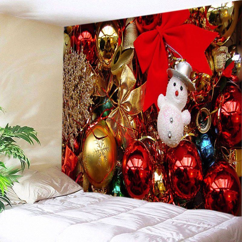 

Christmas Baubles Bowknots Print Tapestry Wall Hanging Art Decoration, Colormix