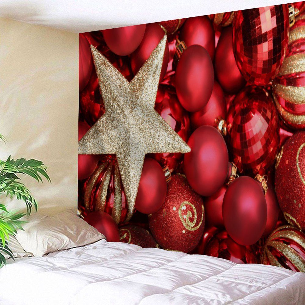 

Christmas Ball Print Wall Hanging Decorative Tapestry, Red