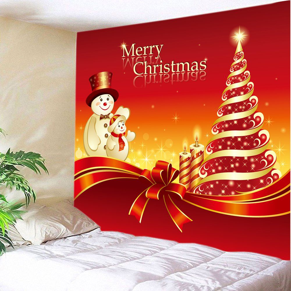 

Christmas Tree Snowmen Print Tapestry Wall Hanging Art Decoration, Red