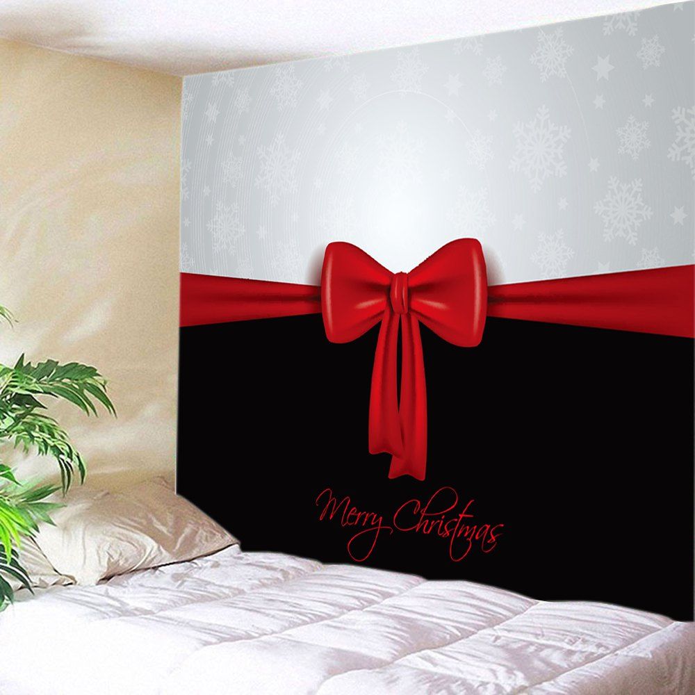 

Merry Christmas Bowknot Print Tapestry Wall Hanging Art Decoration, Colormix