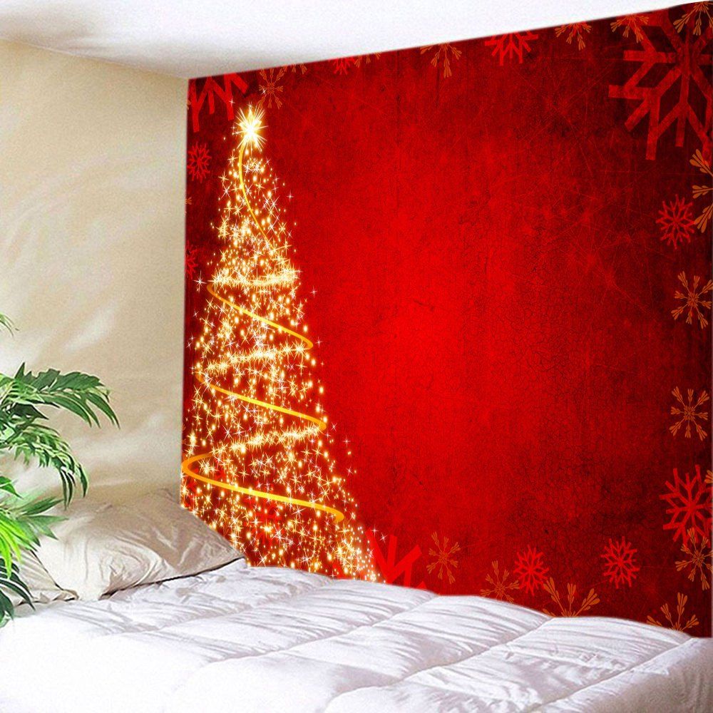 

Christmas Stars Tree Print Tapestry Wall Hanging Art Decoration, Red