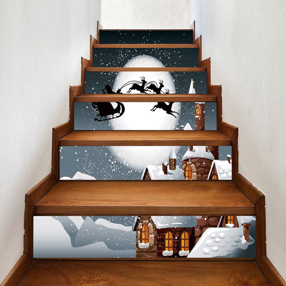 

Christmas Night Castle Pattern Decorative Stair Stickers, Colormix