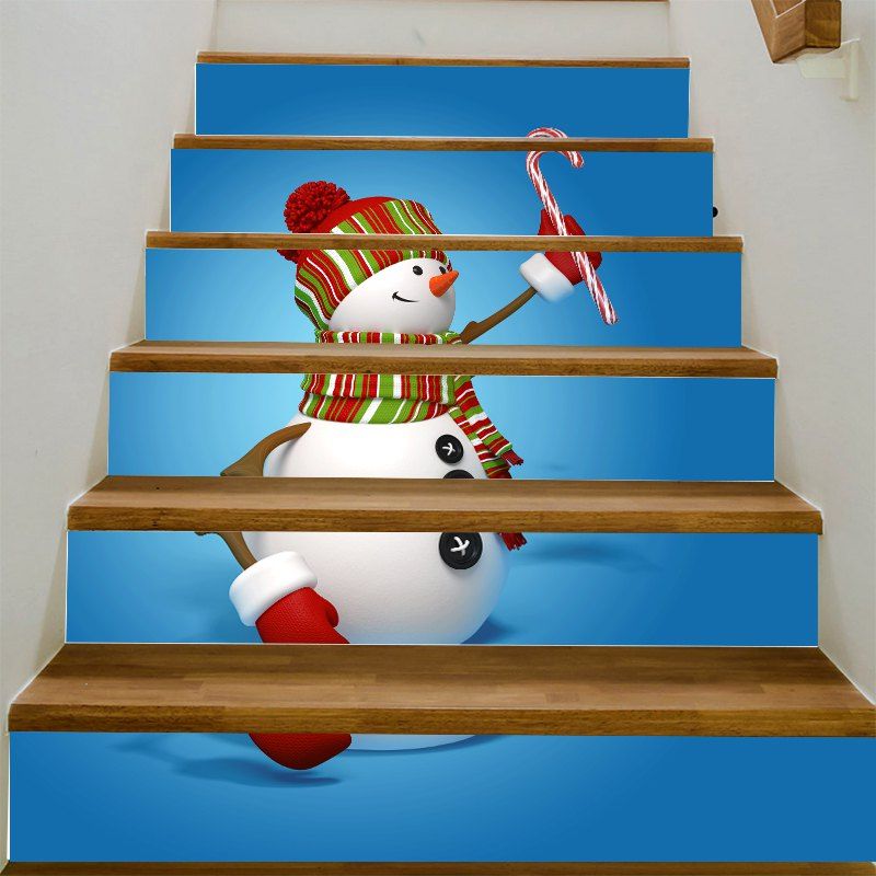 

Christmas Snowman Candy Cane Pattern Decorative Stair Stickers, Colormix