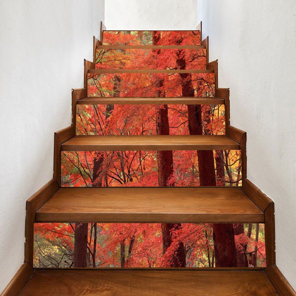 

Maple Forest Pattern Decorative Stair Stickers, Orange