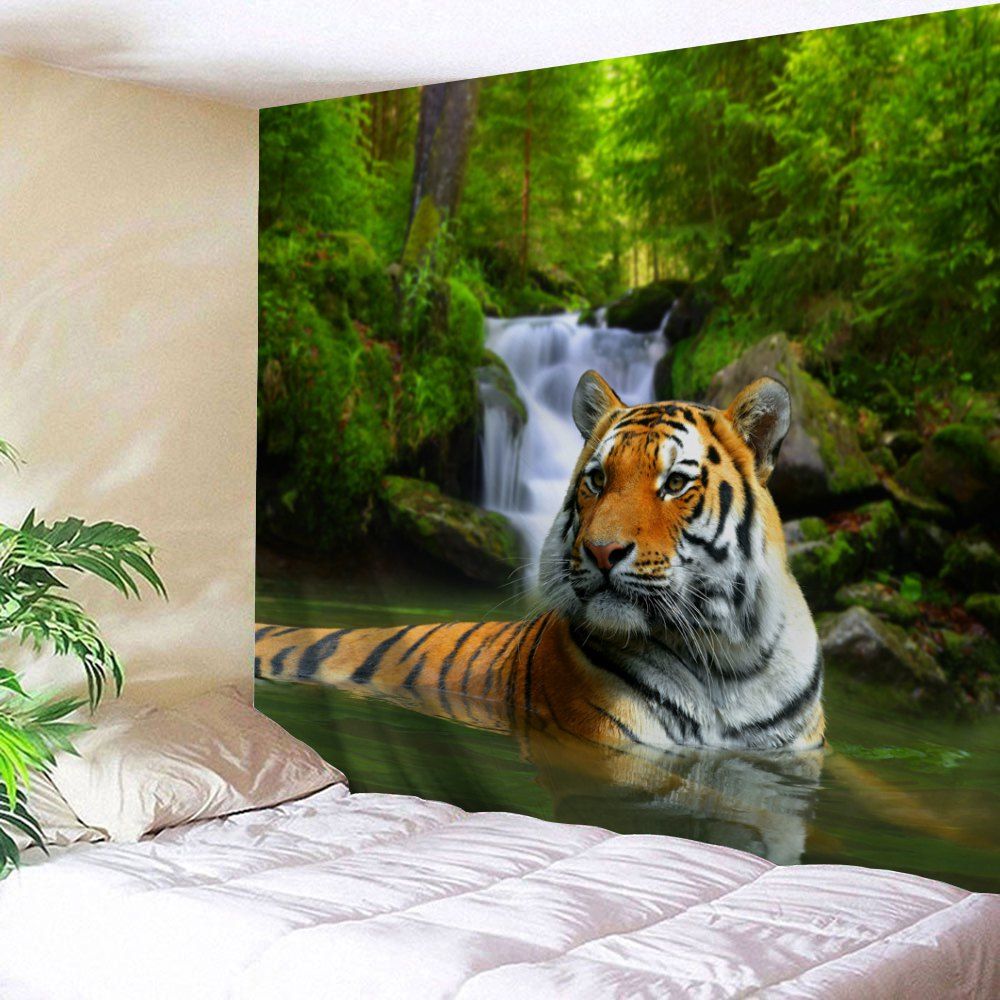 [21 OFF] Forest Tiger Print Tapestry Wall Hanging Art Decoration