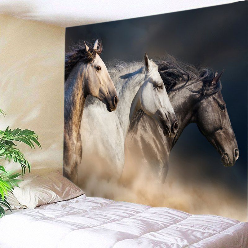 [60 OFF] Horses Print Tapestry Wall Hanging Art Decor Rosegal