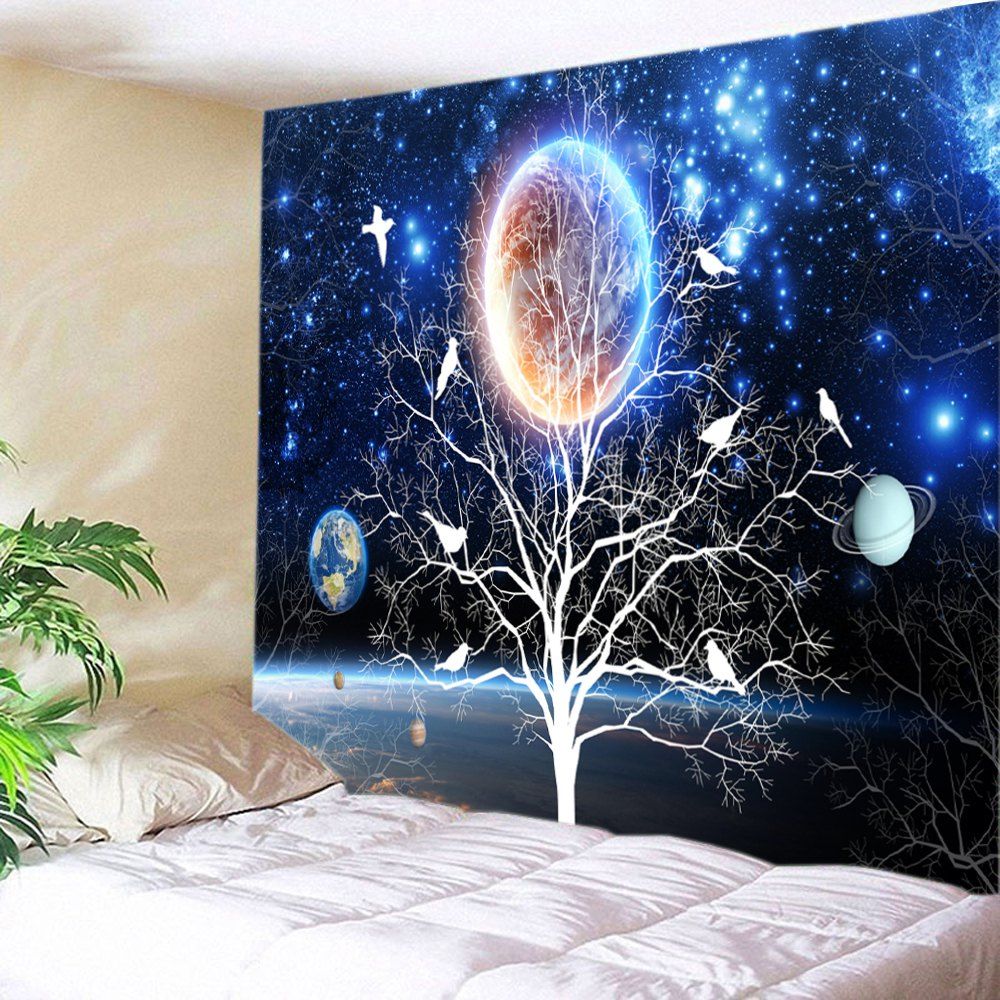 [25 OFF] Galaxy Tree Print Tapestry Wall Hanging Art Decoration Rosegal