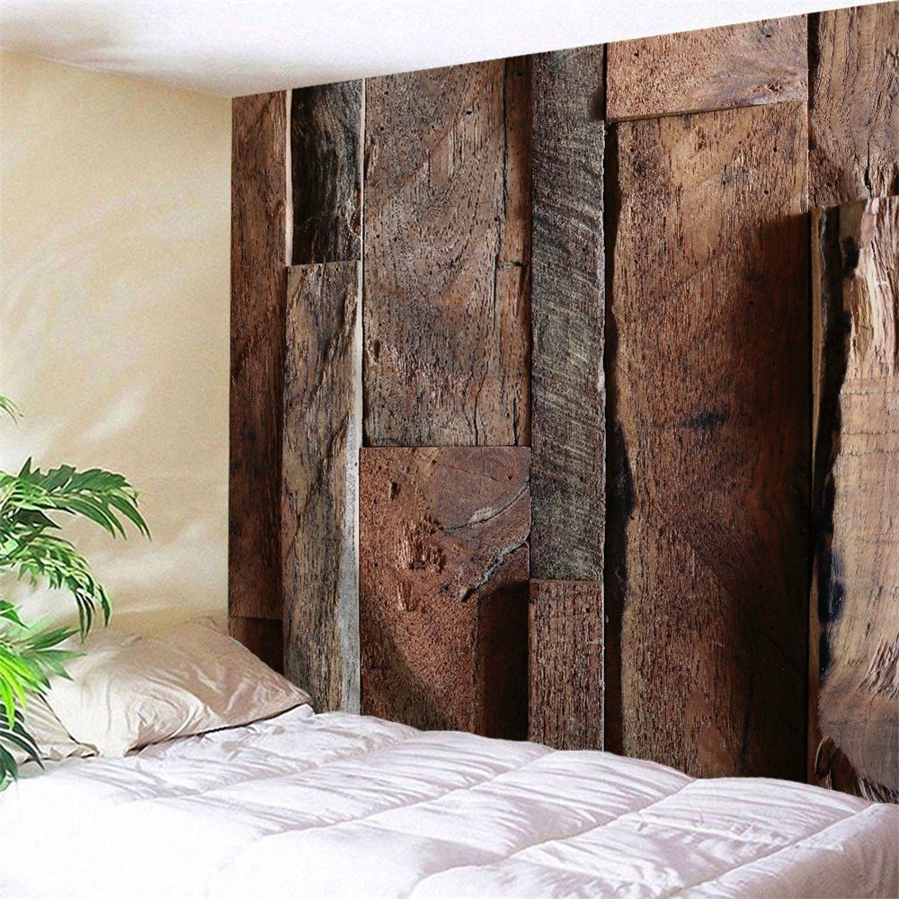 

Retro Wood Print Wall Tapestry, Wood color