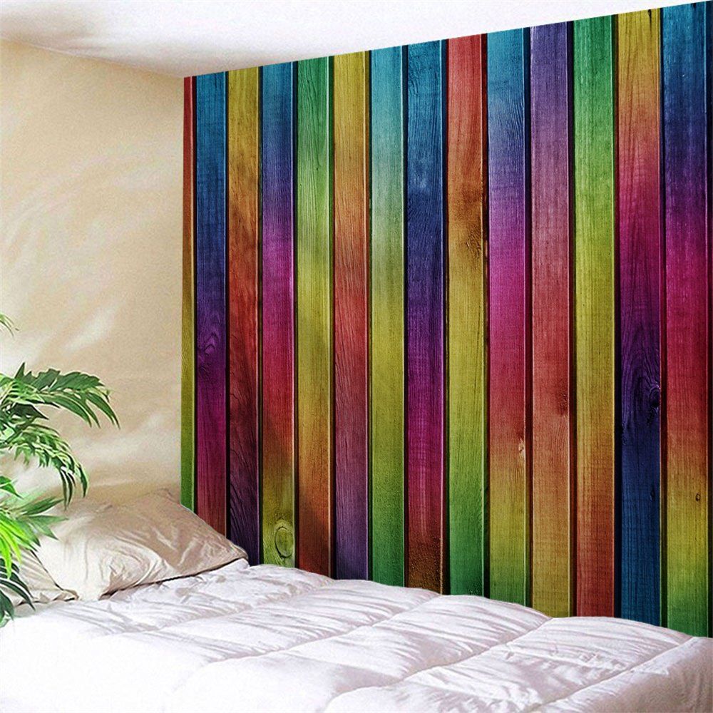

Rainbow Woodgrain Print Tapestry Wall Hanging Art Decoration, Colorful