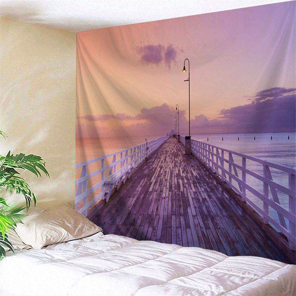 

Waterproof Seashore Bridge Print Wall Art Tapestry, Colormix