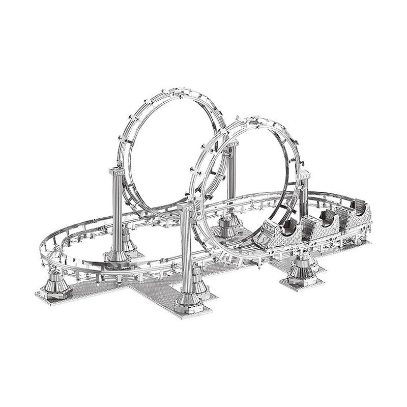 

3D Metal Puzzle Roller Coaster Model Educational Toy Gift Ornament, Silver