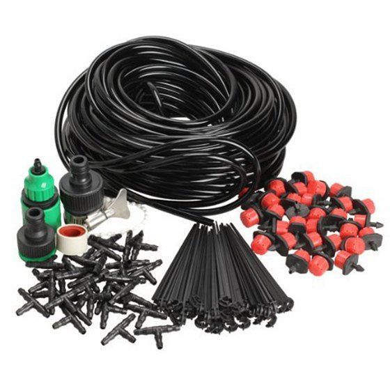 

DIY 25m Red Dripper Set Adjustable Automatic Balcony Irrigation Micro Spray, Black