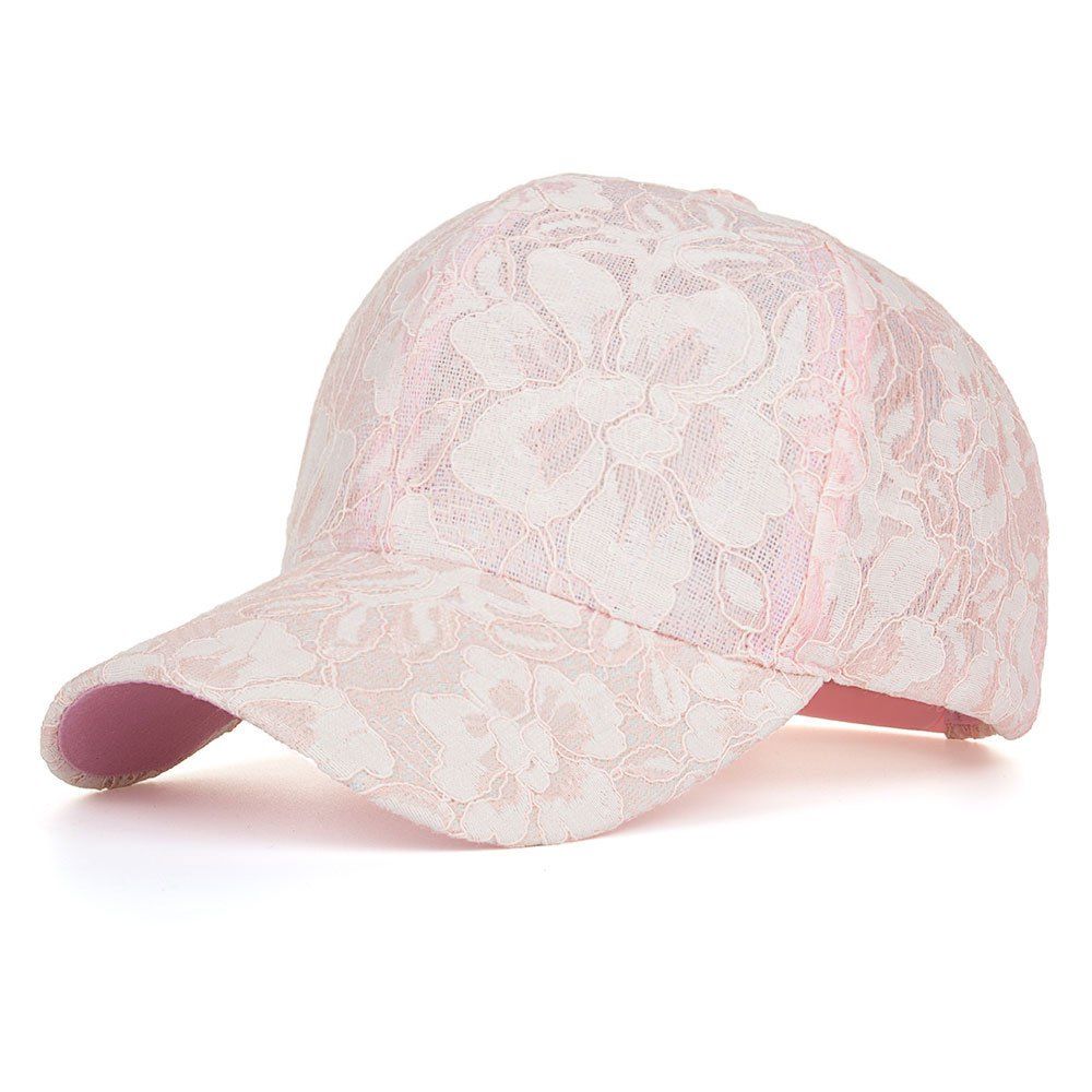 

B431 Women Lace Flower Baseball Cap Fashion Casual Outdoor Hat, Sakura pink