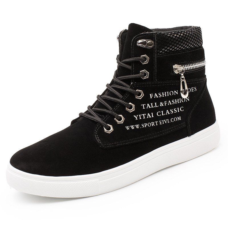 

Letter Print High Top Ventilate Sneakers, Black