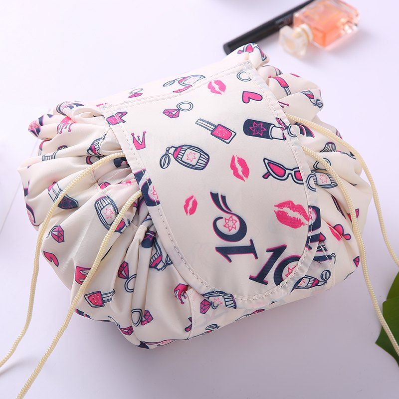 

Lazy Drawstring Round Cosmetic Storage Bag, Warm white