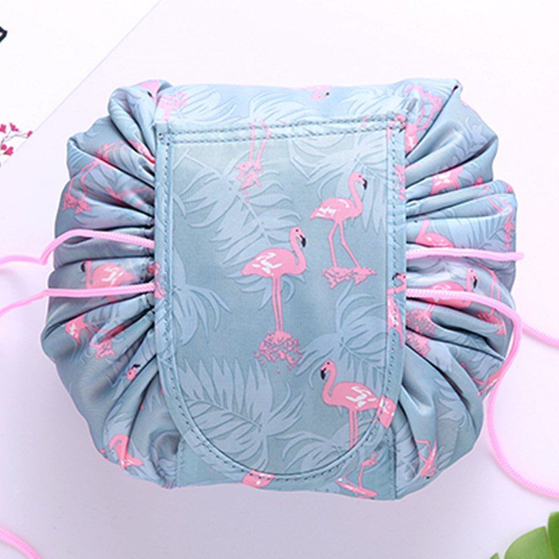 

Lazy Drawstring Round Cosmetic Storage Bag, Lipstick pink